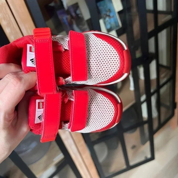 Adidas x LEGOS sneakers toddler boy red Velcro straps adjustable shoes sport pro - Picture 6 of 7